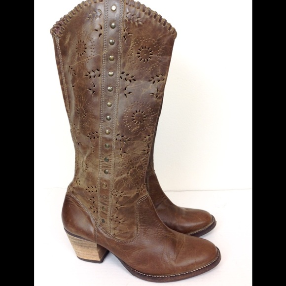 SOLD Dingo Leather Laser Cut Western Boots 8 -N787 - Picture 7 of 7